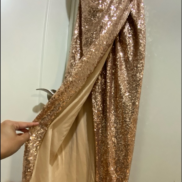 NWOT LA FEMME ROSE GOLD SEQUIN DRESS - Picture 16 of 16